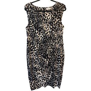 Calvin Klein Side Cinch Sheath Dress sz 14 abstract animal print slimming mob wi
